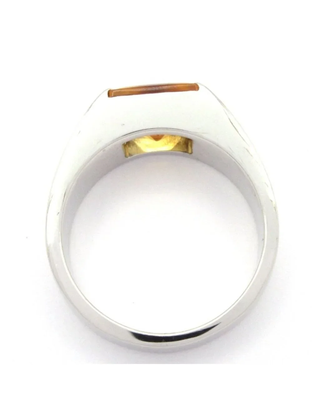 Cartier Ring 54 Tank 18k White Gold Citrine